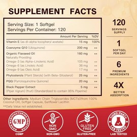DRFOSTER Cápsulas Blandas Coq10 De 200 Mg Con Vitamina E Y Omega 3 -6 -9 Y Pqq - Coenzima Q10 De Alta Absorción Con Bioperina | Máximo Antioxidante | 