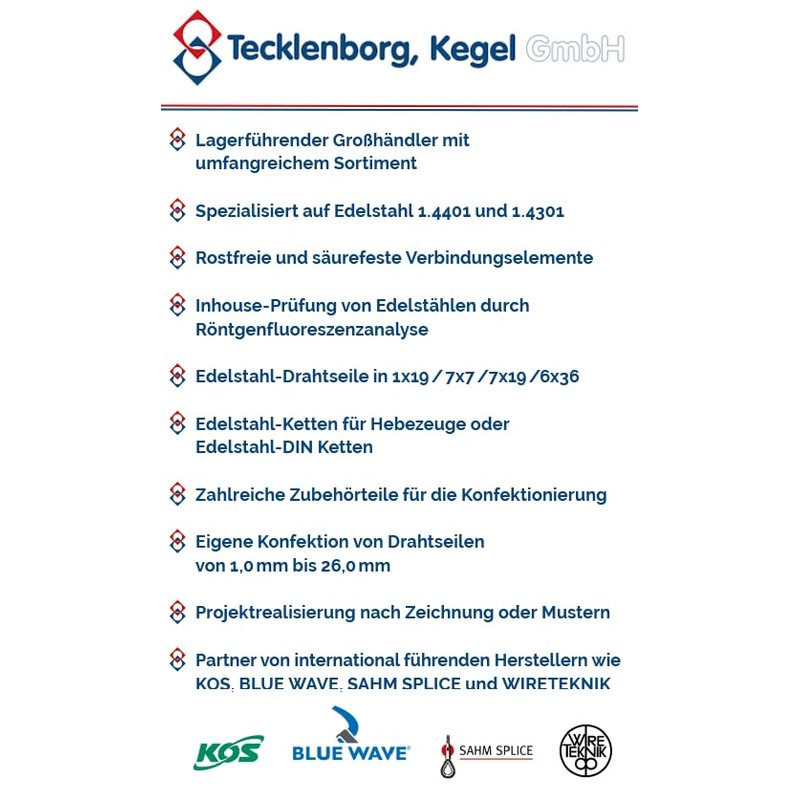 Tecklenborg Stainless Steel Long Link Chain Similar to DIN763 5