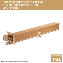 Bundle Of 25 Basic Corrugated Shipping Boxes (4 x 4 x 36")
