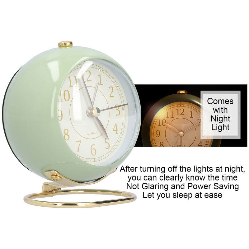 Alarm Clock Silent Non Ticking Metal Paint Power Saving Eye