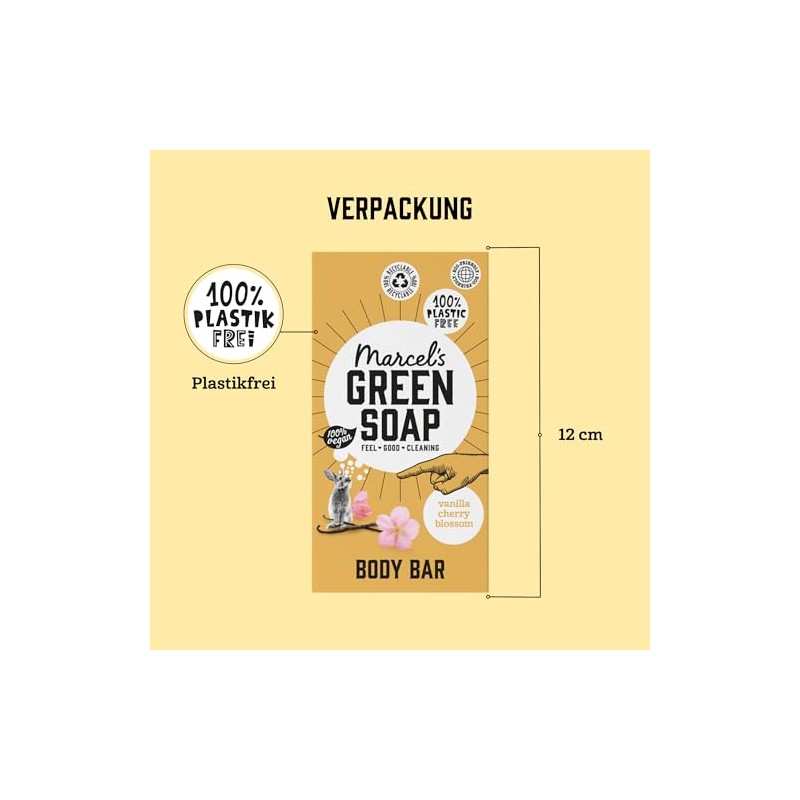 Marcel's Green Soap - Dusch Bar Vanille & Kirschblüte -