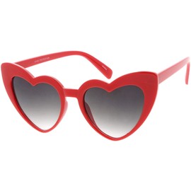 zeroUV - Women's Oversize Chunky Colored Mirror Lens Heart Sunglasses 51mm (Red Lavender)