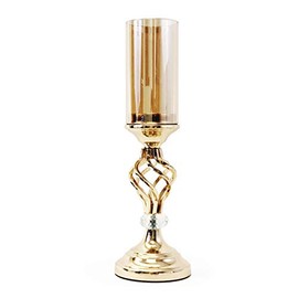 allgala 14.5" Crystal Gold Plated Tealight Votive Decorative Candle Holder with Hurrican Cover