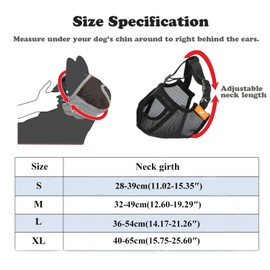 Short Snout Dog Muzzle Mesh Mask-Stop Dog for Biting Barking Chewing, Adjustable(XL/Black)