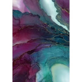 Generic Northcott Midas Touch by Deborah Edwards & Melanie Samra DM26921 28-30"" Digital Panel Plum/Teal Fabric, Mixed