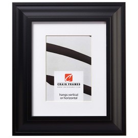 Craig Frames Contemporary Upscale, 11 x 14 Inch Satin Black Picture Frame Matted to Display an 8 x 10 Inch Photo
