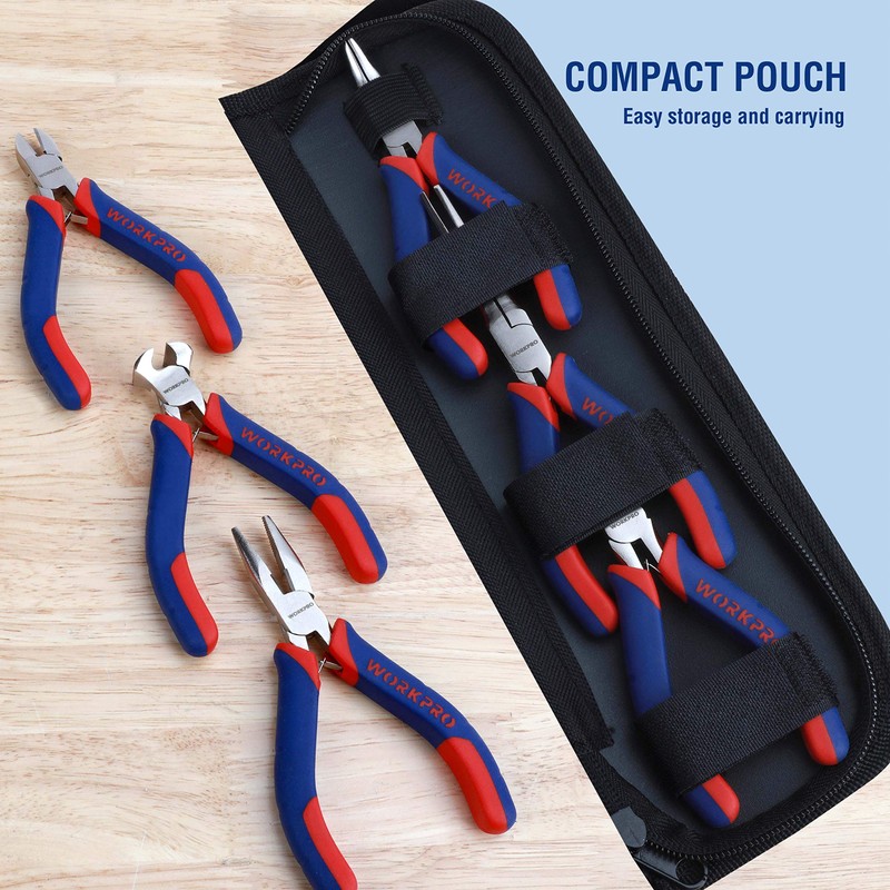 WORKPRO 6-piece Mini Pliers Set - Needle Nose, Diagonal, Long