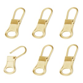 6pcs Zipper Pull Replacement, Detachable Zipper Pulls Zipper Replacement Zipper Repair Kit Zipper Replacement Slider for Jacket Pants Coat Shoes Suitcase Backpack (Light Gold)