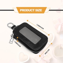 Bolsa universal para llavero de coche, protector de piel inteligente, llavero remoto con gancho de metal y cierre de llavero para hombres y mujeres (negro)