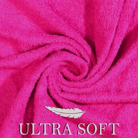 Luxury Bath Towels| 100% Cotton| Premium, Soft, Plush, Thick, Fluffy, Durable, Absorbent, Quick Dry| Gift, Hotel, Gym, Shower | Large Towel Set for Bathroom| Set of 6| 24 x 48 |- Hot Pink/Dark Pink