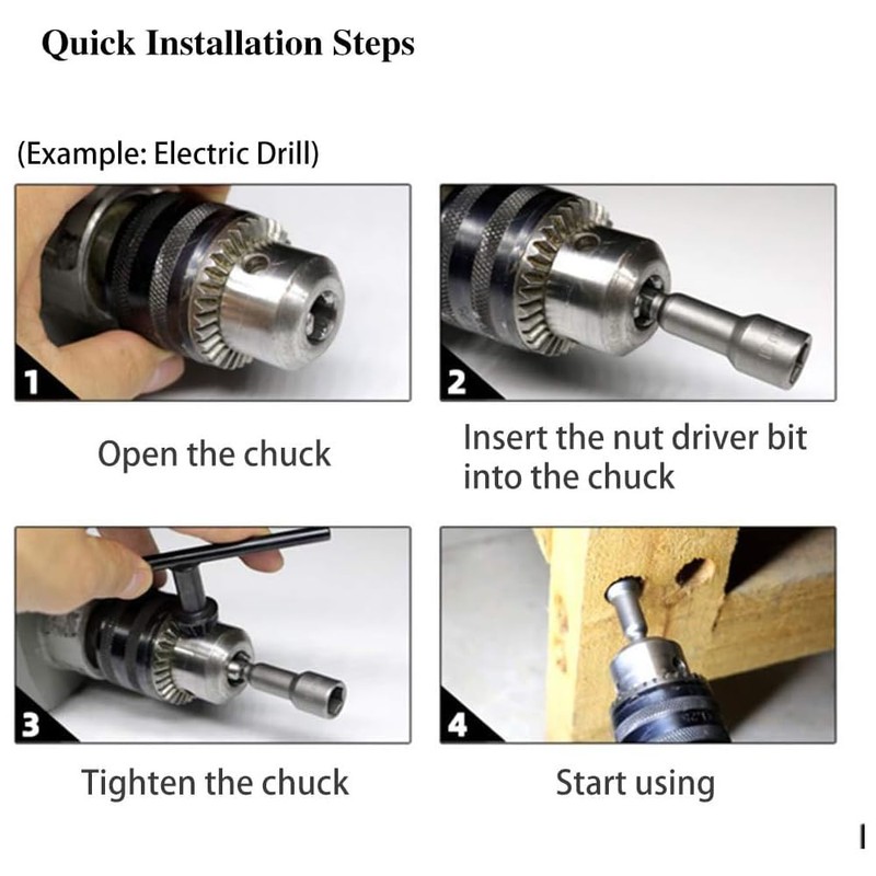 1/4" Hex Shank 6mm/7mm/8mm/9mm/10mm Drill Socket Kit,Power Nut Driver Bit