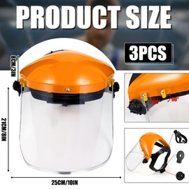 Copkim 3 Pack Safety Face Mask Shield for Grinding and Cutting Clear Full Impact Resistant Face Mask Shield for Construction(Orange)