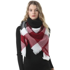 Makfort Women's Autumn Winter Scarf, Imitation Cashmere Chequered Blanket Scarf, 140 x 140 cm - G.