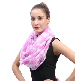 Lina & Lily Bunny Rabbit Print Women's Infinity Scarf Lightweight (Pink)