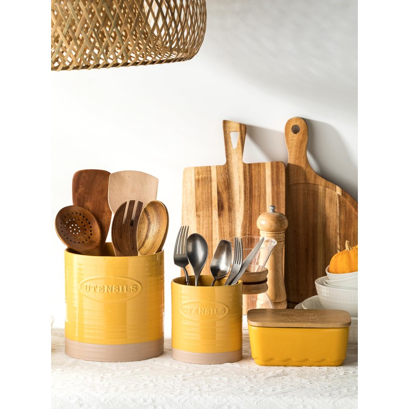 YHOSSEUN Kitchen Utensil Holder, Ceramic Utensil Holder for Kitchen Counter,