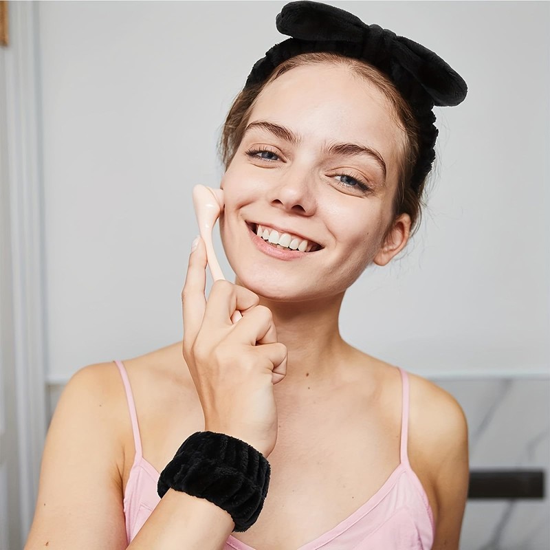YXL 1Pcs Face Wash Headband and 2Pcs Skincare Wristbands, Butterfly