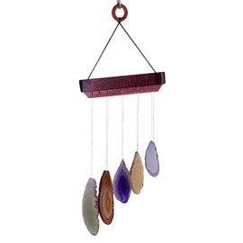 mookaitedecor Colorful Agate Slices Wind Chimes for Home Garden Decoration 13-19 Inches