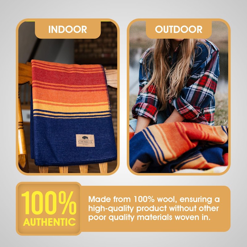 Chubbuck 100% Wool Blanket (60" x 84") - Soft Wool