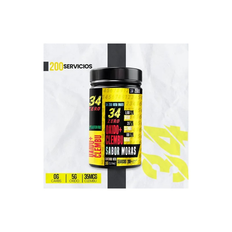 34 Zero Óxido Nítrico Clembuterol 1kg Pre Entreno
