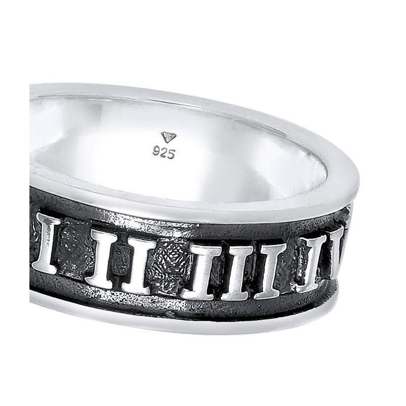 Kuzzoi Men's Ring Oxidised Band Ring Solid (8mm) in 925