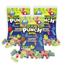 SOUR PUNCH Assorted Candy, 5 oz - Chewy, Mouthwatering Raspberry-Flavored Sour Candy - Fat-Free, Low Sodium Treat for Kids & Adults - Perfect for Convenience Stores, Mini-Marts, Movie Nights & More!
