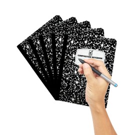 Composition Notebooks 5-Pack College Ruled 200 Pages (100 Sheets) 9.75" x 7.5" Classic Black & White Marble Cover Durable Hardcover Stitched Binding Ideal for School College Office or Journaling