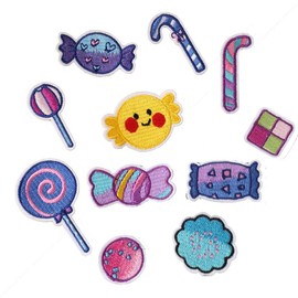 Buer Homie 11 pcs Candy Iron on Patches, Cute Candy Cane Iron on Patches for Kids, Food Iron on patchesfor Girls