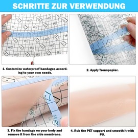 2 Rolls Shower Plasters Waterproof, Second Skin Tattoo, Tattoo Film Healing, Waterproof, Transparent Plaster Made of PU Tape, Transparent, Breathable (15 cm x 2 m)