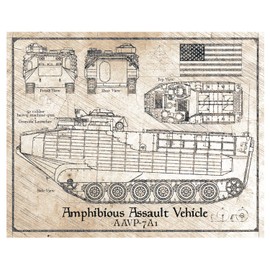 AAVP-7A1 Amphibious Assault Vehicle - Da Vinci Style Illustration - 8x10 inches