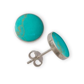 Fly Style Stud Earrings 925 Silver – Resin in Turquoise Look Stud Earrings – Earrings Sterling Silver – Women's Jewellery, Resin