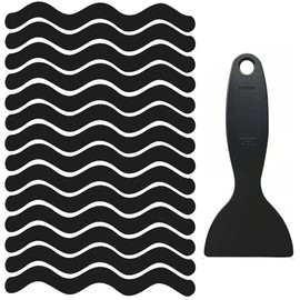 24pcs Anti-Slip Tape tub Stickers,Shower Slip Stickers, Diamond Texture Safety Bath Tub Shower Stickers with Scraper for Slippery Bathroom Tubs Shower Room Floor Stairs (Black)