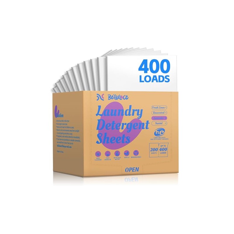 BellaLuce Laundry Detergent Sheets - Laundry Sheets, 400 Loads, Eco-Friendly,