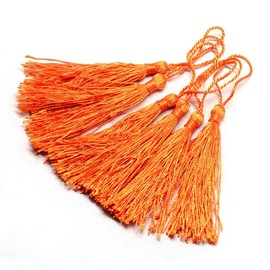 10 x Orange Silky 13.5cm Crafts Making Tassels - For Bookmarks, Weddings and Cardmaking