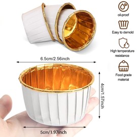 Pack of 100 Cupcake Muffin Cases Made of Aluminium Foil, Muffin Cases Paper, Cupcake Cases, Disposable Baking Cups for Birthday, Wedding, Christmas Party Parties Muffin Mould