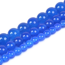 abalorio redondas sueltas de ágata azul de 8 mm para hacer collares, pulseras, joyas, 15 pulgadas