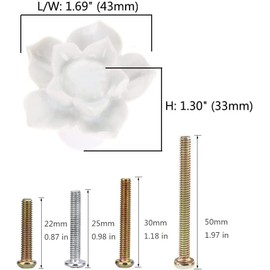 MayGreeny 6Pcs Ceramic Flower Cabinet Knobs Vintage Kitchen Drawer Pull Handles Door Knob for Dresser Cupboard Wardrobe Kitchen (White)