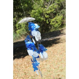 Southern Metal Blue Dolphin Wind Chime Mobile Hand-Crafted Capiz Seashells, Pack of 3 G-74
