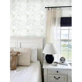 Dimoon 393"x17.3" Peel and Stick Wallpaper Green Floral Wallpaper White Boho Modern Contact Paper Removable Self Adhesive Flower Wall Paper for Kitchen Bathroom Bedroom Cabinets Thicken Vinyl Roll