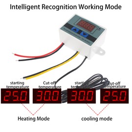Yetaida Thermostat, LED Digital Thermostat, Temperature Controller Moudle, Thermostat Switch with Waterproof Probe, Suitable for Temperature Control Protection (220V)