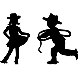 Little Cowboy & Cowgirl 7.5" x 5" Vinyl Decal Stickers Bathroom Door Set - Boys Girls Restroom - Soft Pink