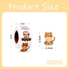 YEJAHY Pack of 500 Motivational Stickers for Children, 25 mm Reward Stickers, German Reward Stickers, Zoo Animal Stickers for Teacher Supplies (B)