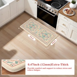 Collive Anti Fatigue Kitchen Mats, Cushioned Floral Kitchen Rugs Non Slip Waterproof Sink Mat, Memory Foam Comfort Standing Rug for Office, Laundry, Bedroom, Home Decor, 20"x39" Pink