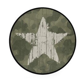 Mnsruu Military Camouflage Background with Stars Round Non-Slip Comfortable Round Floor Carpet for Living Room Bedroom 92cm Diameter