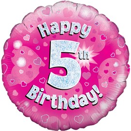 Oaktree UK Oaktree 18" Happy 5th Birthday Pink Holographic