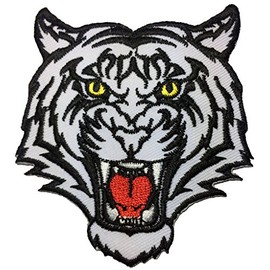 TIGER WHITE size 7 x 8 cm. Jacket Vest shirt hat blanket backpack T shirt Patches Embroidered Appliques Symbol Badge Cloth Sign Costume Gift