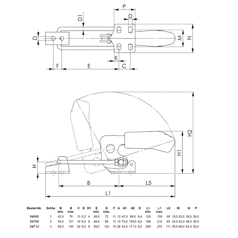 Lock Release Horizontal; Galvanised and Passivated and Einsatzgehärtete Non Rust