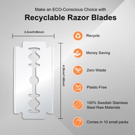 Platinum Coated Double Edge Safety Razor Blades, 50 Count, Razor Blades for Men Shaving and Women Hair Removal, fit Most DE Safety Razors and Straight Razor, Stainless Steel Blades for Barbershop