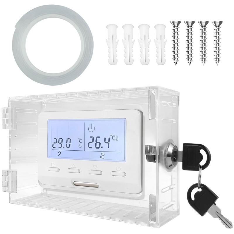 Universal Thermostat Lockable Box with Key Clear Acrylic Thermostat Cover