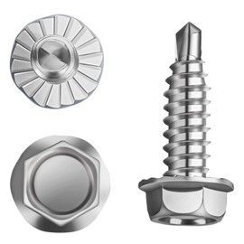 Garage Door Hinge & Bracket Screws - #14 x 3/4" Zinc Plated Serrated Hex Head Self Piercing Screw, Tek & Thread Cutting for Sheet Metal Drilling (50 Pack)
