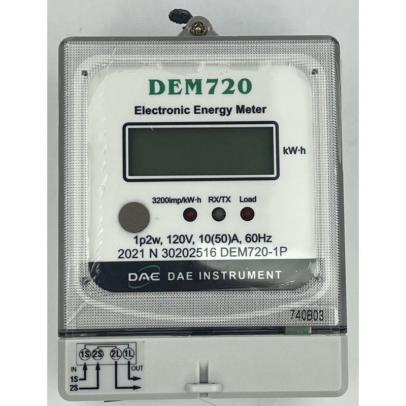DAE DEM720-1P Electric kWh Submeter, RS485, 1P2W(1 Hot wire, 1
